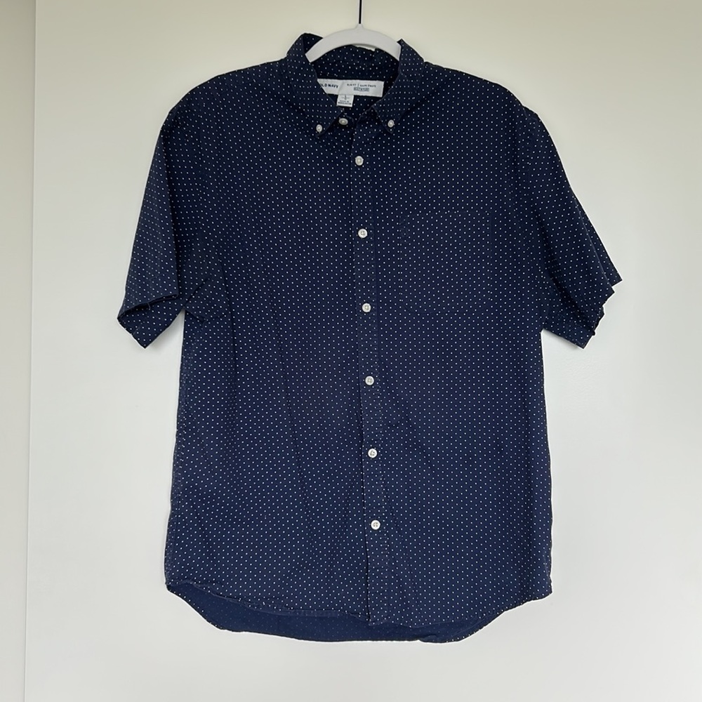 🤩 3 for $20/ Old Navy Slim Fit Short Sleeve Navy Button Down